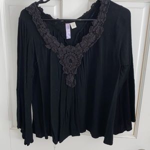 Francesca’s Black Blouse with Bell sleeves
